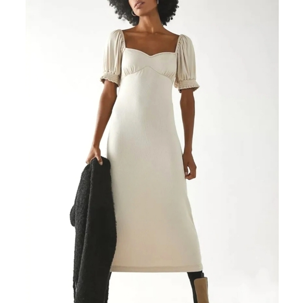 NEW Free People Bel Air Midi Ribbed Dress in Oatmeal $128